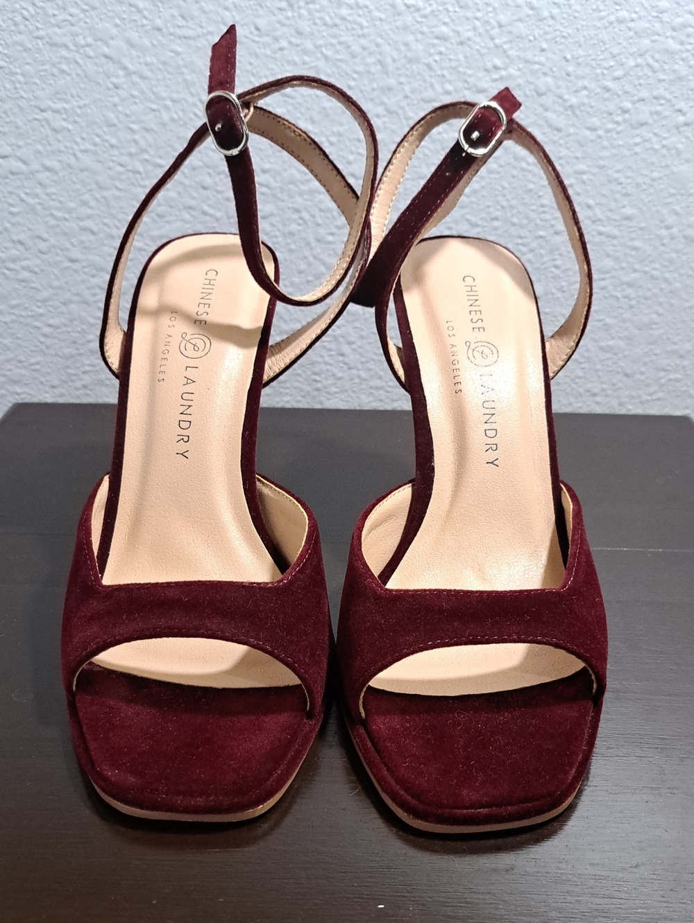 Chinese Laundry Lena Velvet Wine Strappy Heels